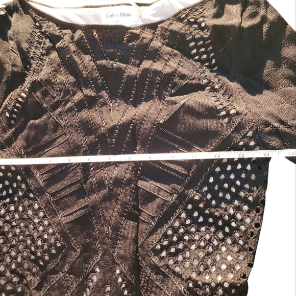 Calvin Klein Laser Cut Embroidered Bodycon Stretch Lined Boat Neck Dress Small - Picture 7 of 10